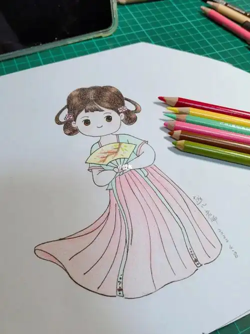 彩铅古风小美女