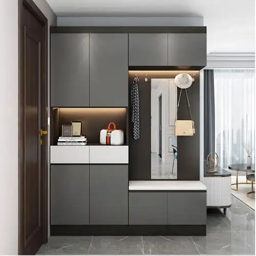 定制玄关入户鞋柜一体靠墙门厅轻奢进门大容量鞋柜