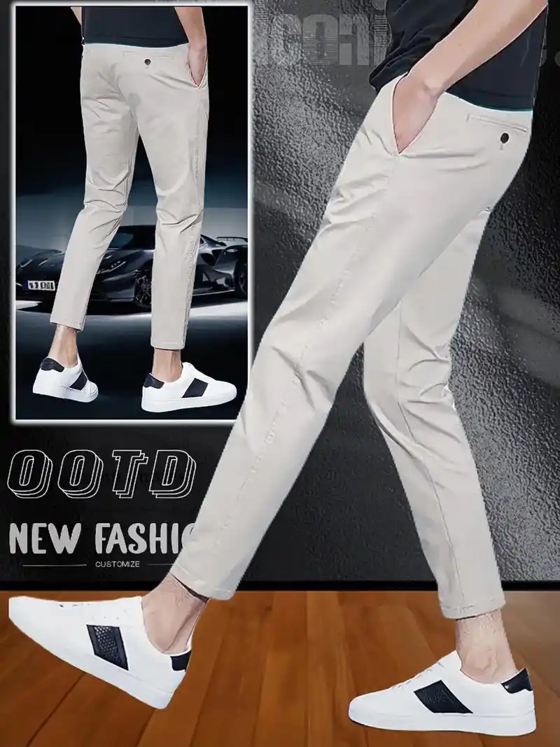 男士春夏纯棉修身小脚休闲裤.