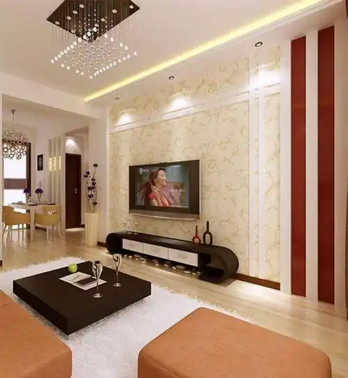 吊顶电视背景墙现代风格客厅电视墙装修效果图 - 维客网装修效果图