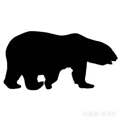 白色背景的北极熊剪影
