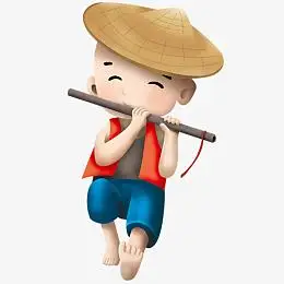 彩色扁平化吹笛子卡通插画