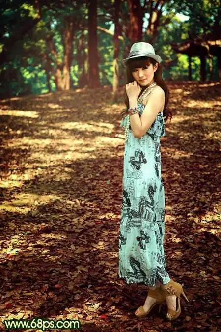 ps图片调色教程:树林人物照片润色美化教程