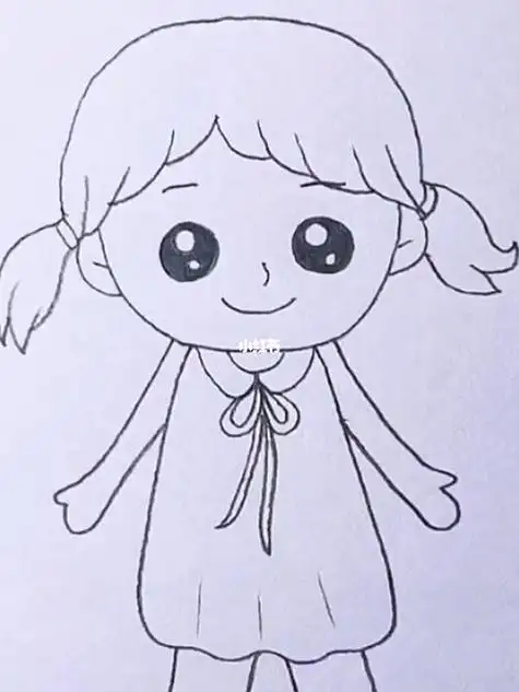 没有穿衣服的可爱小女孩简笔画