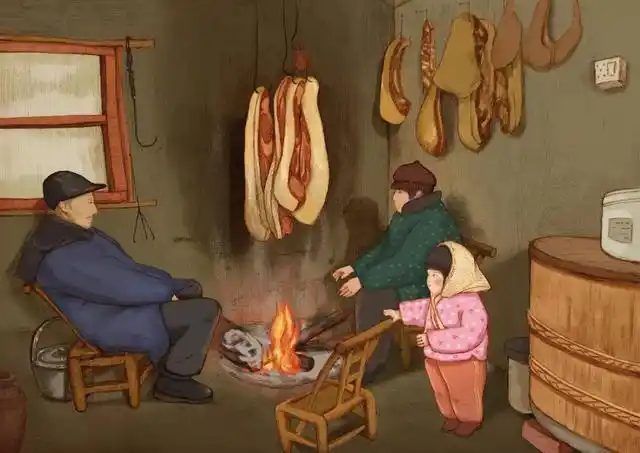 一家人围炉而坐,倍感温暖幸福(资料图 图源网络)寒冬,因为有了炉火而