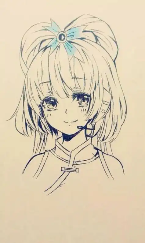 动漫 简笔画 卡通 漫画 手绘 头像 线稿 700700二次元少女古装简笔画