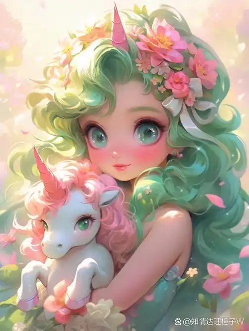 独角兽女孩 淡绿色的春天的蝴蝶,艳金色的夏天的昆虫,明黄色的秋天的