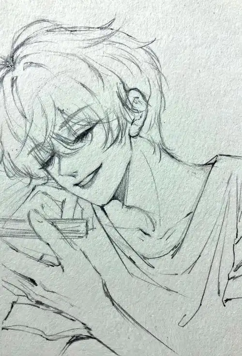 段嘉许 #偷偷藏不住 #临摹 那就来发个老段的线稿图片吧,帅哥要一起