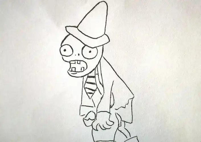 6,最后按照游戏里的僵尸样子给路障僵尸涂上颜色.