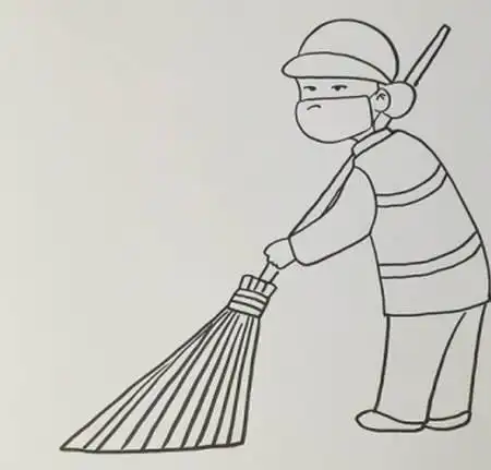 环卫工人扫地简笔画
