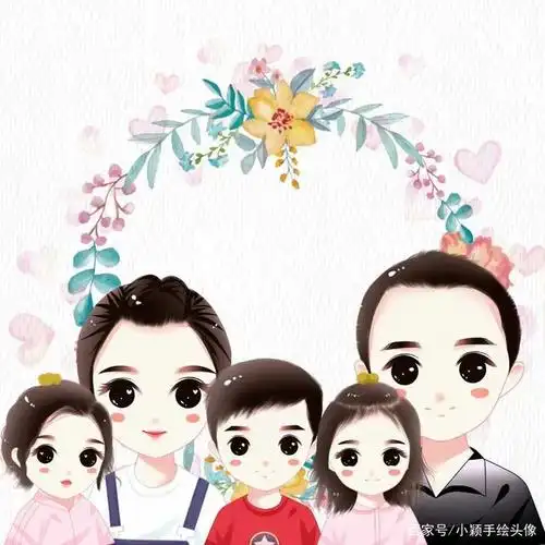 个性头像设计,一家五口手绘头像,唯美微信头像