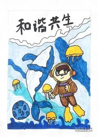 关于"无废环保 和谐共生"的儿童画图片(13)