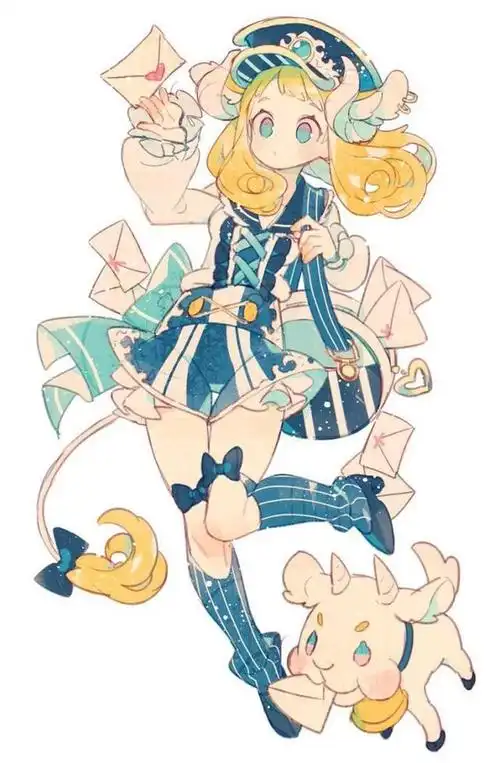 梦幻的卡通少女插画二次元人物全身图