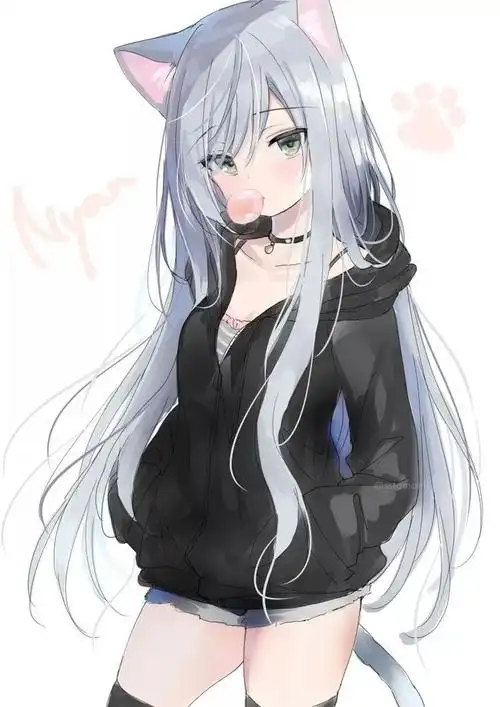 p站高人气插画丨银发猫耳的神仙搭配