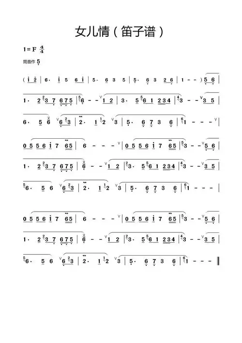 五首好听的笛子曲谱图片内容是:f调筒音作5的笛子简谱笛子的
