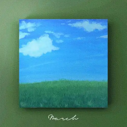 水粉颜料画|蓝天白云☁️