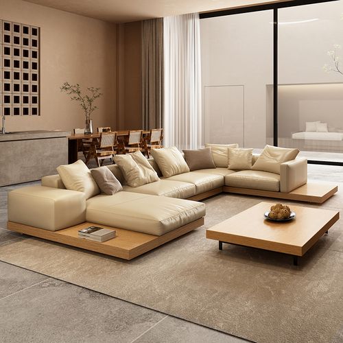 纳威品牌意式极简真皮沙发客厅现代轻奢2021年新款日式侘寂工业风