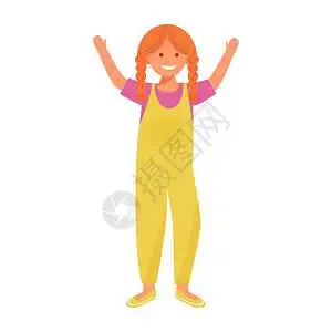 红色签到婚礼快乐的小孩手举起玩乐的情绪白人背景的孤立漫画角色插画