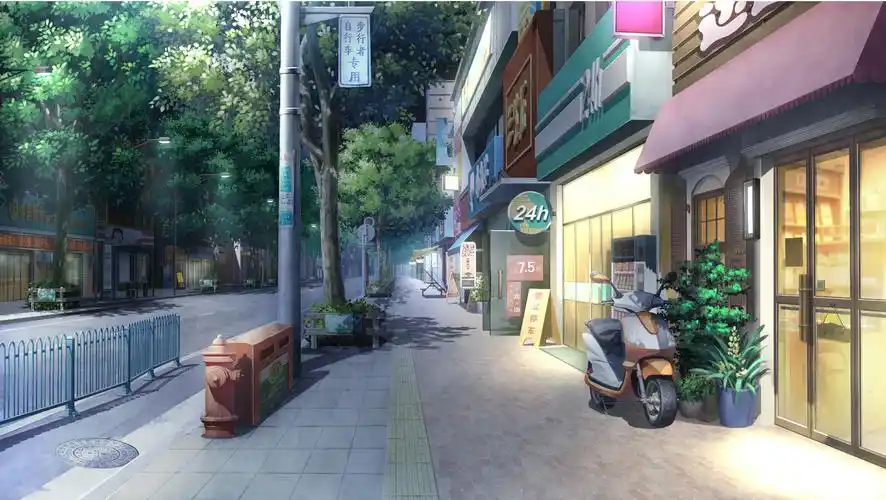 原创gal城镇街道场景一套含白天黄昏晚上差分