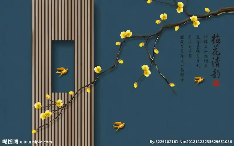 中式梅花玄关屏风背景底纹素材艺图片