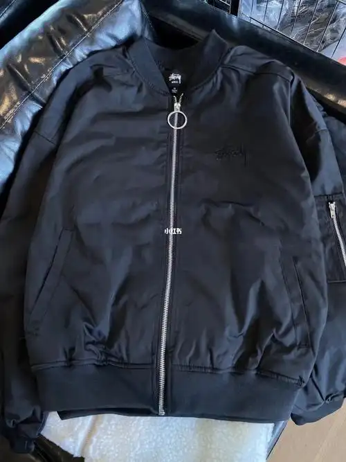 stussy黑色刺绣logo棒球服外套