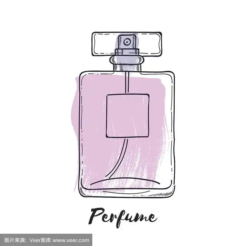 香水瓶手绘绘制矢量插图.香水