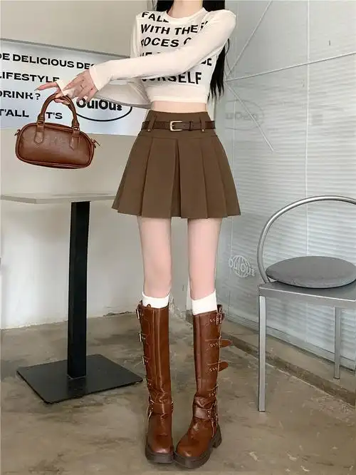 裙子里面有安全裤内衬,腰带是附送的哦注:手工平铺测量,1cm-3cm误差属