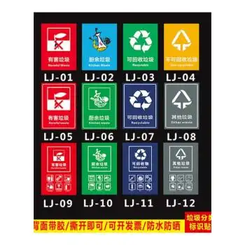 桶分类标识其它有害厨余干湿干垃圾箱标签贴危险废物固废电池回收指示
