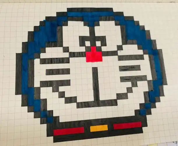 方格画  #像素画  #像素画临摹  蓝胖子.