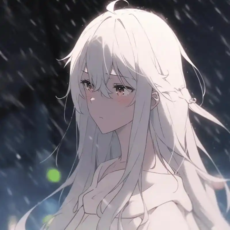 动漫女头 雨中白发少女 #头像# #少女头像# #动漫女生头像# #ai# #女