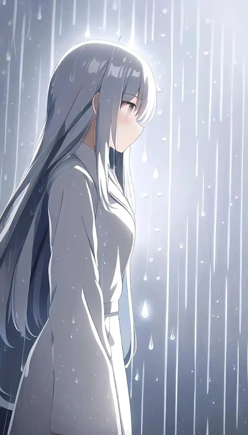 雨中的二次元少女