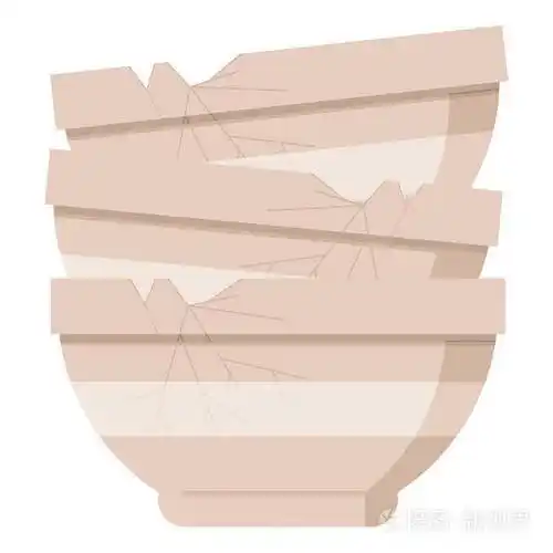 一堆破裂的旧碗图形矢量插图图标