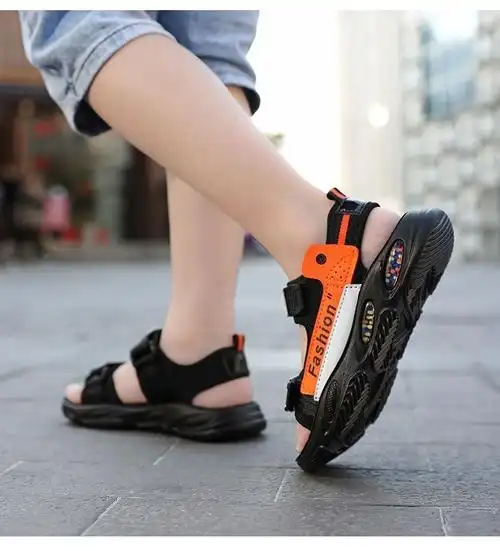 沙滩鞋男宝宝夏季儿童凉鞋防滑凉鞋软底鞋织布pub212蓝色37码内长23cm