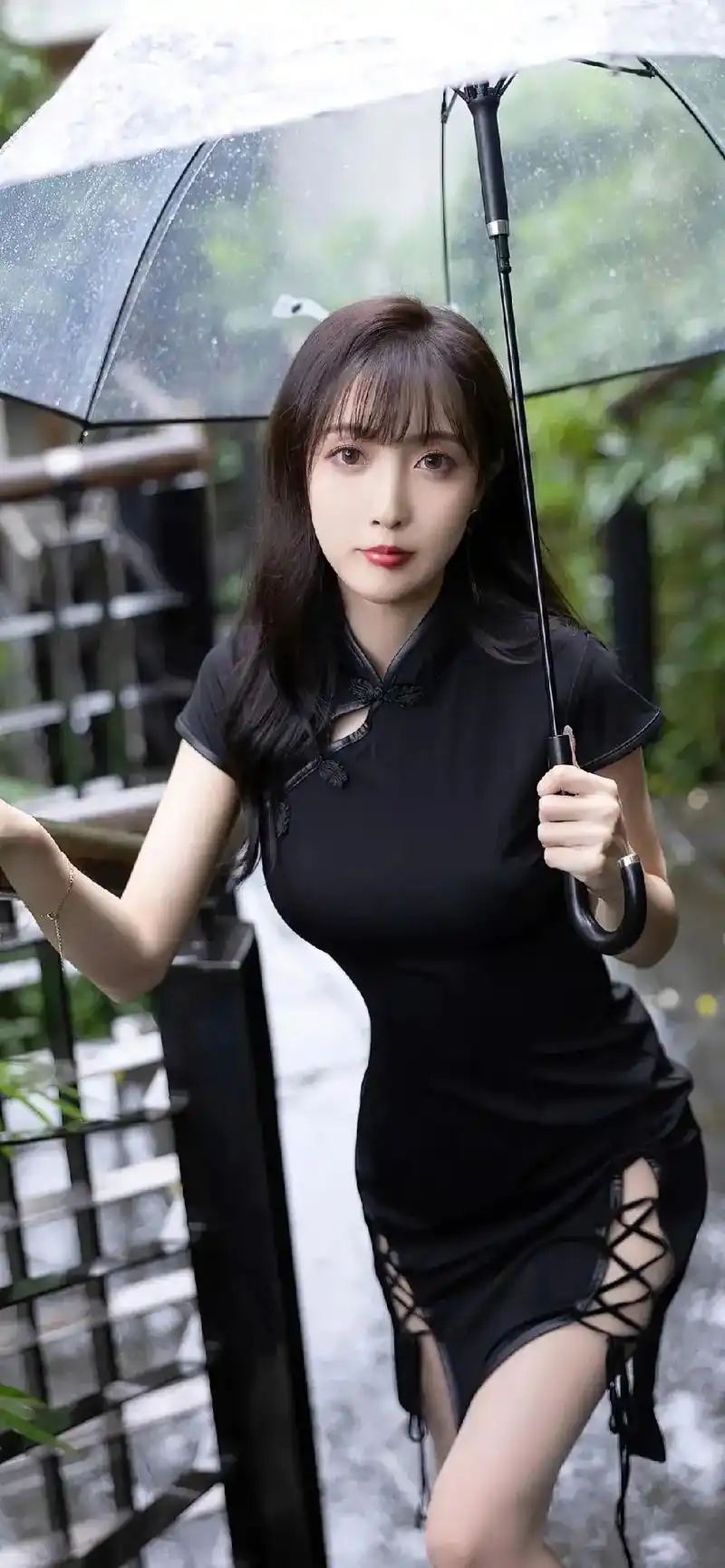 旗袍黑丝包臀裙性感全面屏手机壁纸