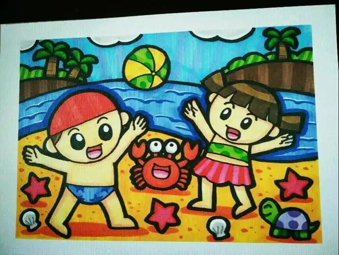 儿童人物水彩简笔画作品 简笔画图片大全-普车都