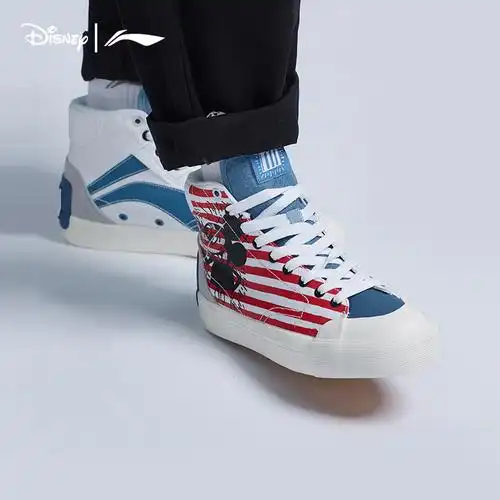 李宁迪士尼联名mickeykeithharing系列2021新款休闲帆布鞋