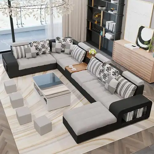 凯丽罗拉布艺沙发沙发客厅大户型沙发组合简约现代可拆洗u型转角沙发