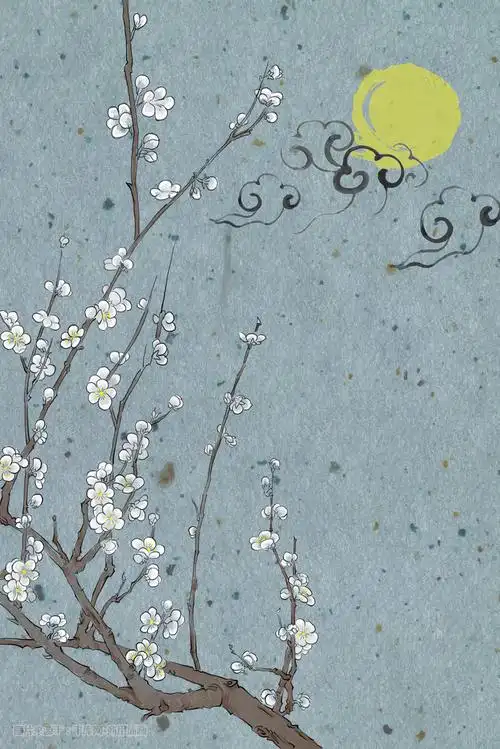 古风水墨腊梅插画图片_千库网(插画id:9657)