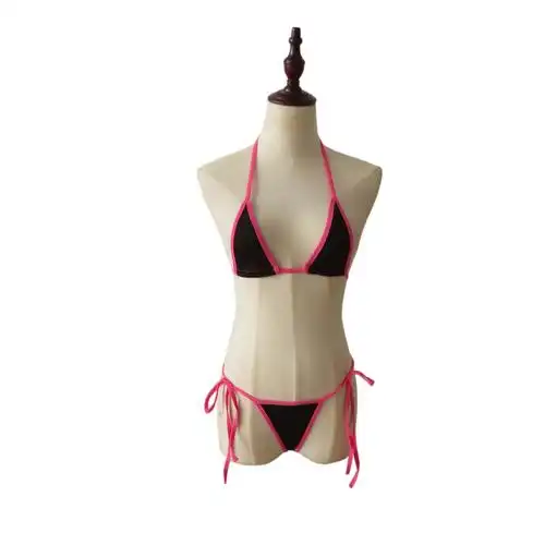 跨境情趣内衣迷你泳衣速卖通ebay女士性感透视三点式比基尼套装