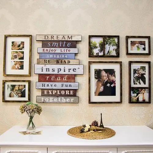 特价相片墙相框创意组合 卧室_婚纱照相框挂墙创意组合美式照片墙相片