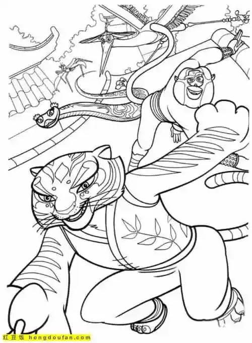 12张动画电影《功夫熊猫2》卡通涂色图片下载-红豆饭小学生简笔画大全