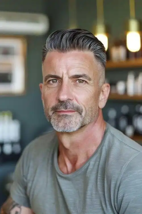 中年男士必备发型:两侧铲短背头,帅气有派头