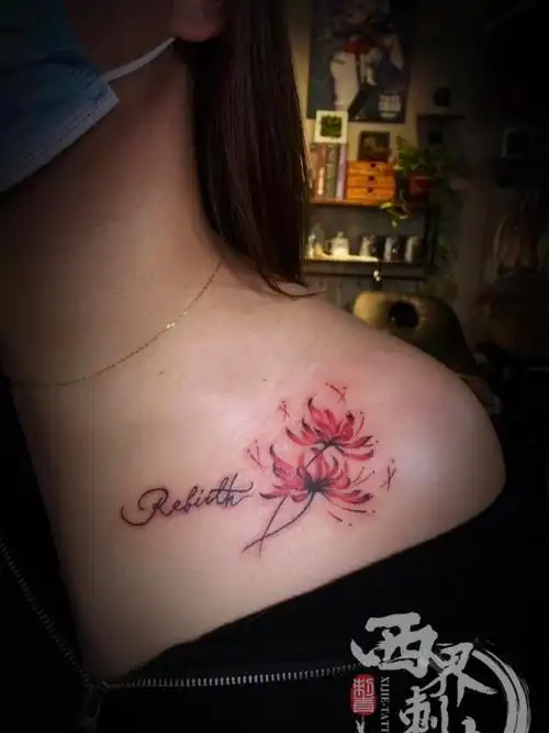锁骨彼岸花英文_纹身图案手稿图片_燕郊西界的纹身作品集