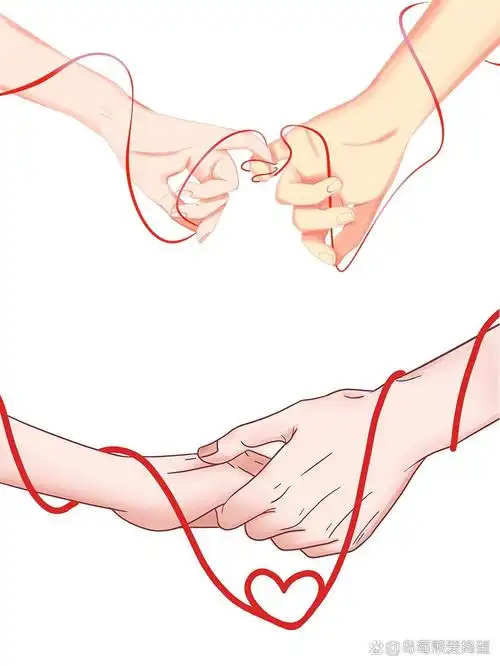 彩色手绘情侣牵手|情人节浪漫唯美免扣插画