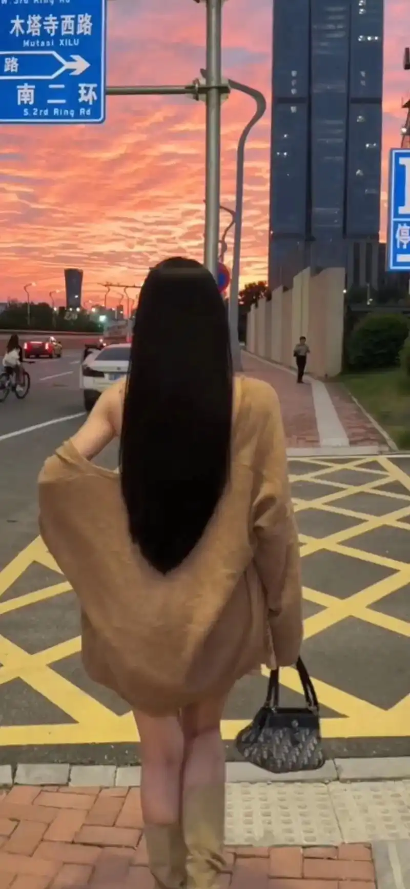 红尘晚霞 #长发女孩 #背影杀 - 抖音