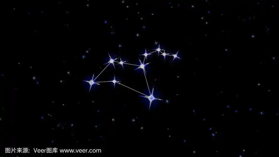 黄道星座狮子座,黑色背景上的星星,星空