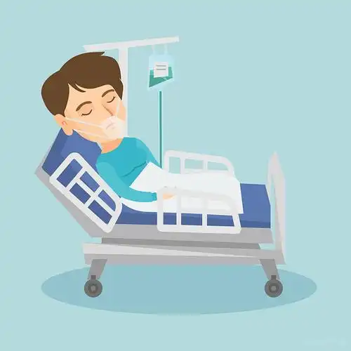 病人_卧_病床_氧气面罩_白人女性_女人_医疗程序_台案_恢复_床上_医院