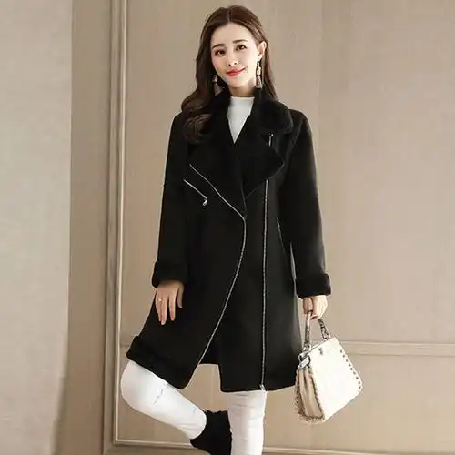 深依度2021冬装新款女装大衣秋冬季时尚百搭两穿毛呢外套