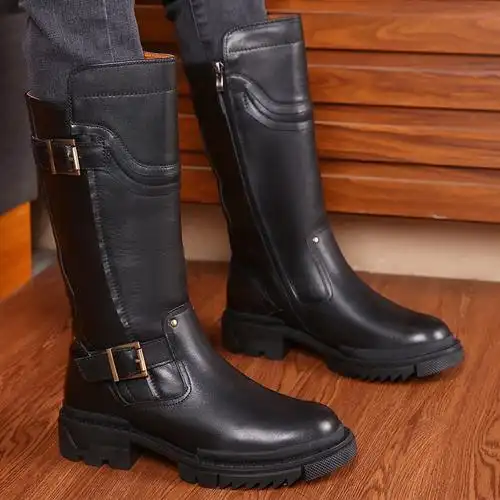 男士皮靴高筒长筒
