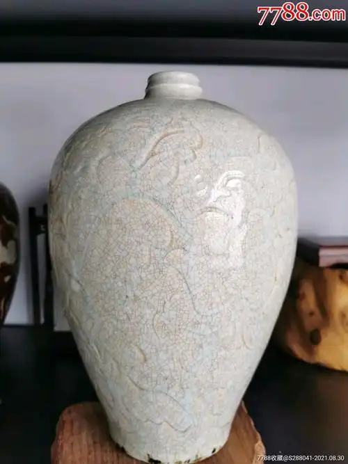 开片湖田窑影青大梅瓶收藏品家居高档摆件